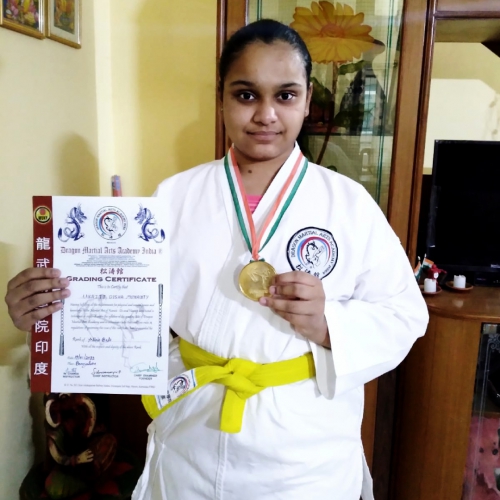 Grade VI B Student Aakriti Disha Mohanty Achieved Yellow Belt from Dragon Martial Arts Academy India