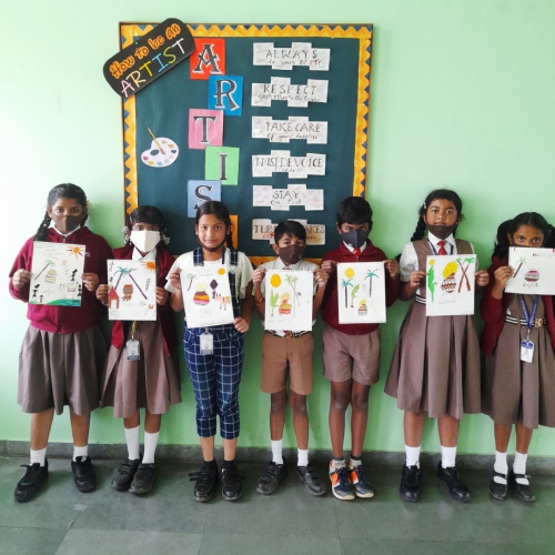 Pongal Drawing Activity by Grade 3rd 4th 5th Students