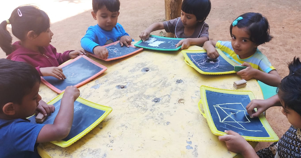 Outdoor Free Hand Drawing Activity by Montessori Students