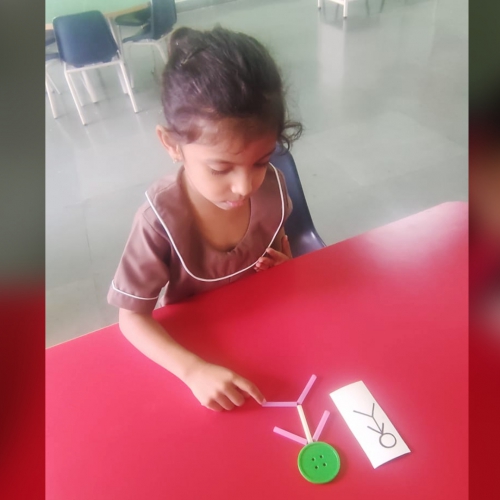 Pattern Making Activity with Straws by LKG Students