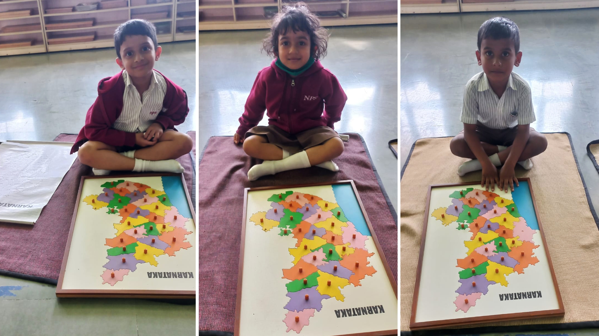 Karnataka map puzzle by Montessori Senior Students