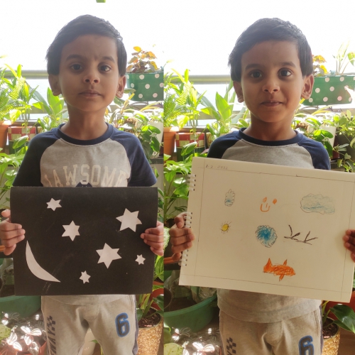 Sky at Night and Day Activity by Montessori Students